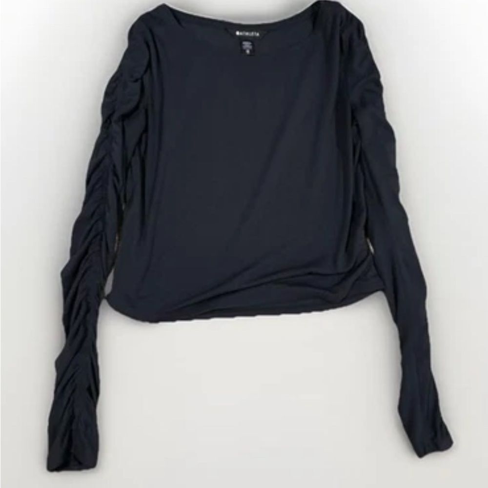 Athleta Black All Around Ruched Sleeve Long Sleeve Top Women’s XS